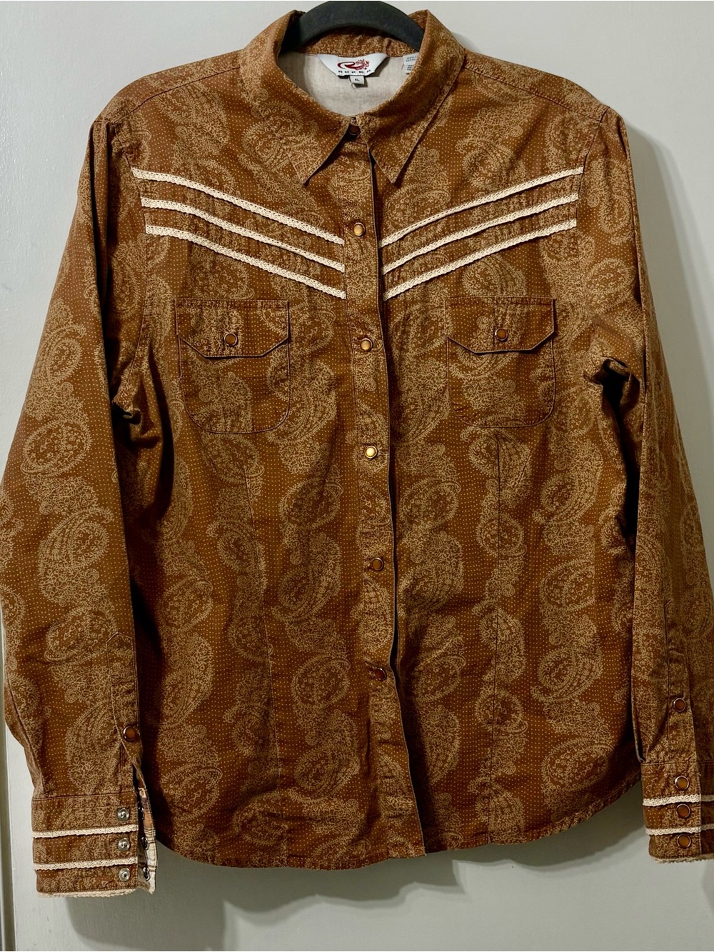 Women’s Brown Paisley Western Shirt Jacket